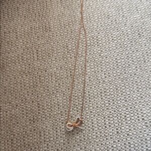 Swarovski Rose Gold Bow Necklace with Crystal Accents